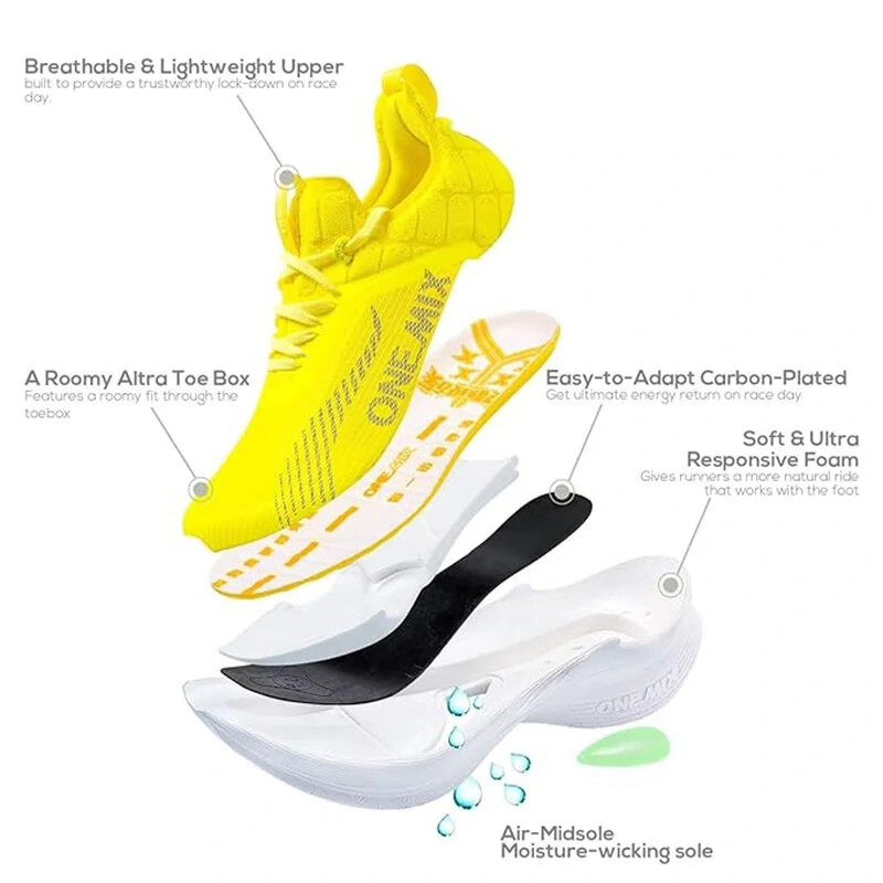 (image for) ONEMIX Professional Carbon Plate Running Shoes Ultra Responsive Foam Stable Support Shock-relief Ultra-light Rebound Sports Sneakers for Competition Training Urban Long-distance Racing Joy